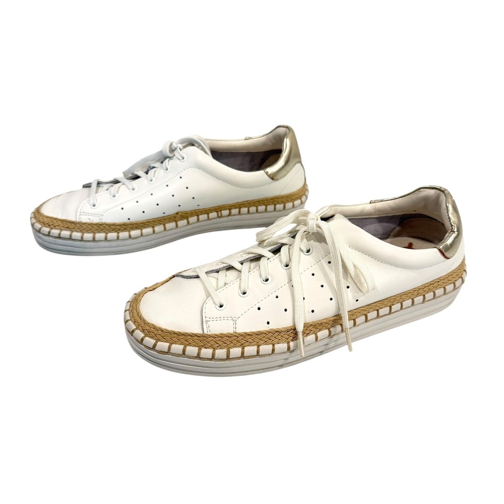 Sam Edelman Kavi Sneakers Women's 8 White Leather Espadrille Resort Wear Comfort